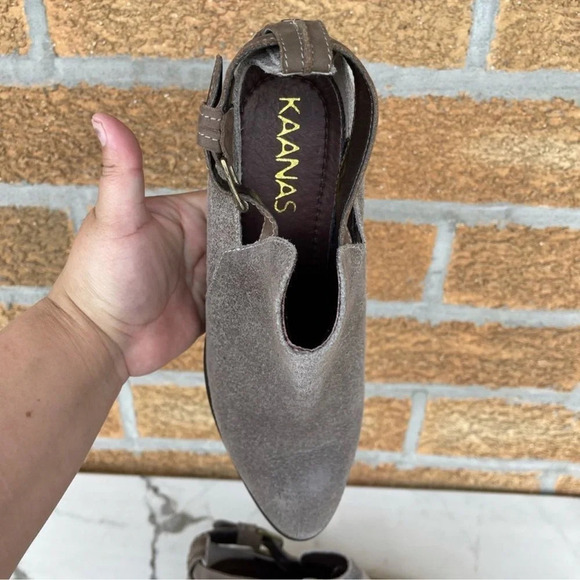 Kaanas Booties Taupe Leather Buckle 39/8.5 - Picture 8 of 14